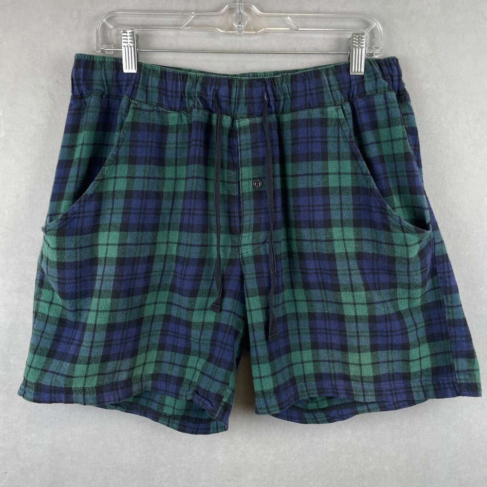 Pendleton Men Black Watch Plaid Flannel Cozy Soft Sleep Shorts Green Blue Prep M